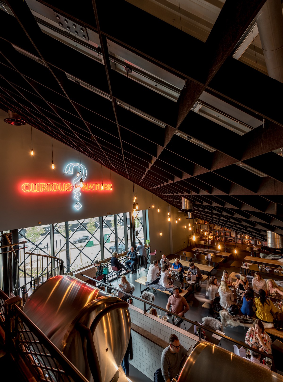 Inside the restaurant at the Curious Brewery in Ashford