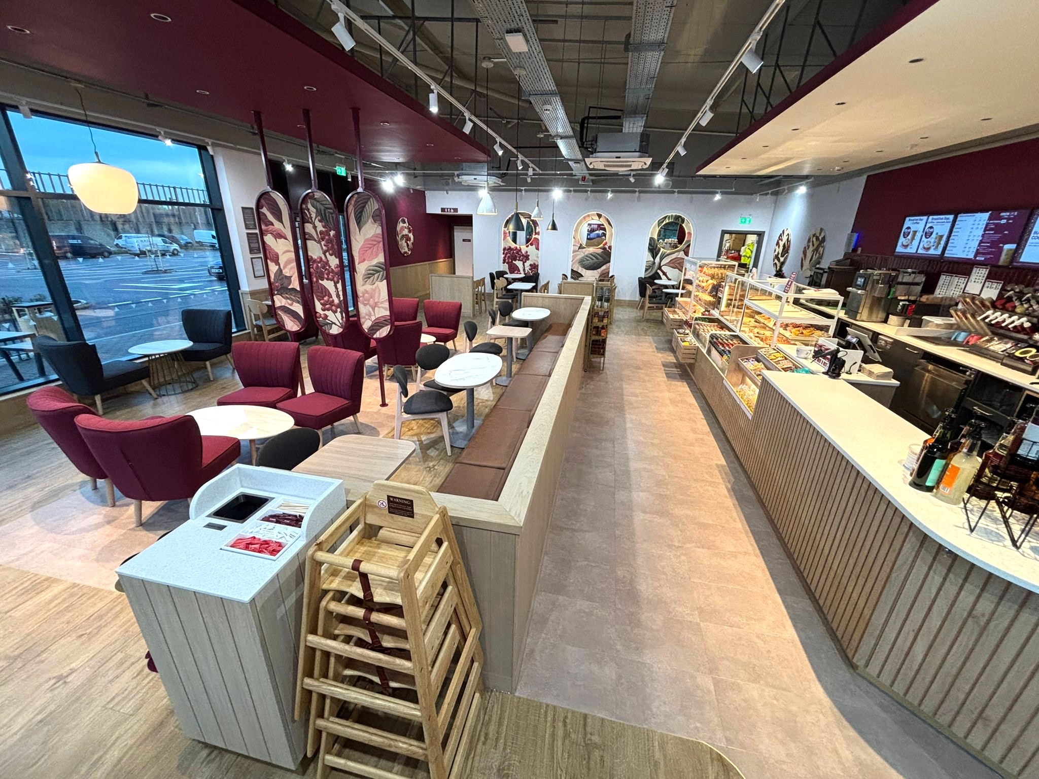 Interior of new Costa store, with counter and dining area