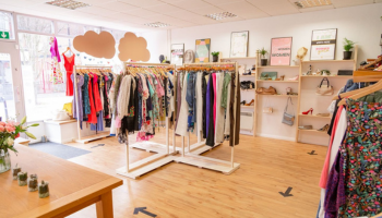 Rails of clothes inside The Beehive